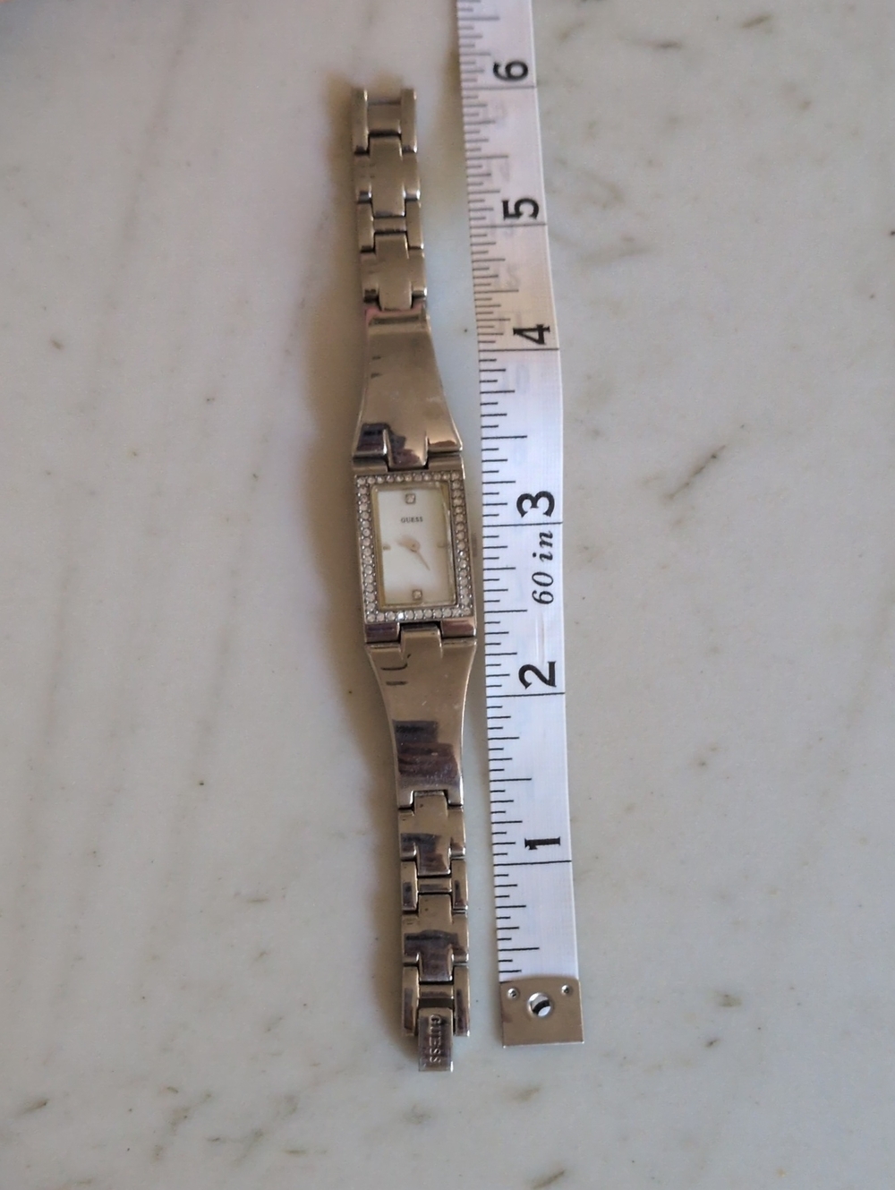 GUESS Silver-Tone Crystal Accent Ladies Bracelet Watch